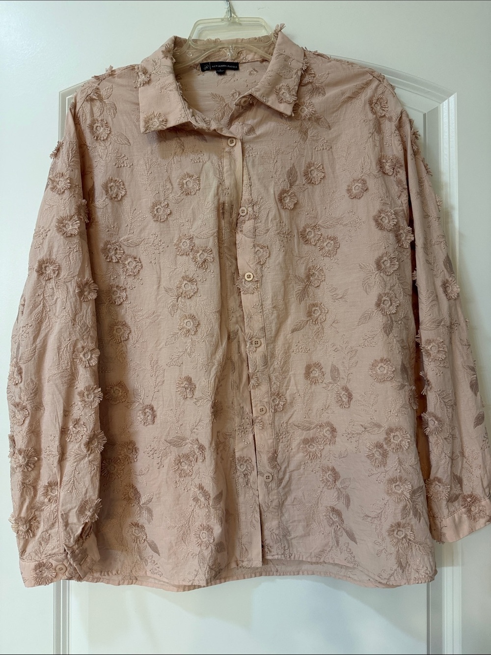 Adrianna Papell Dusty Blush Floral Embroidered Button-Up Jacket